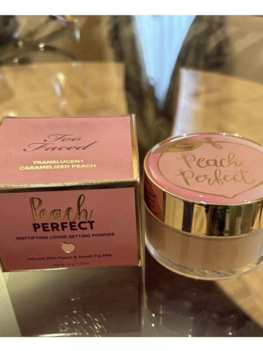 Too Faced Peach Perfect Mattifying Loose Setting Powder in Caramelized Peach 35g
